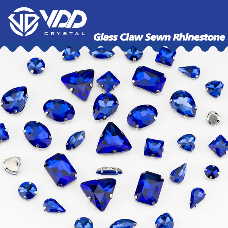 VDD Sapphire Multi Shape Mix Size Glass Sew on Rhinestones Crystal Flatback Stones For DIY Shoes Accessories