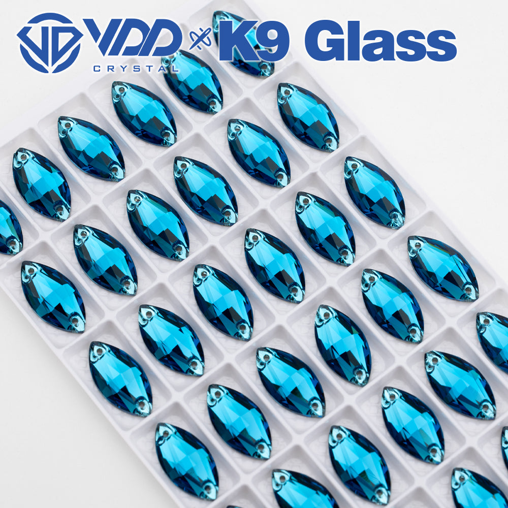 VDD S115 Indicolite Navette Top Quality K9 Glass Sew on Rhinestones Crystal Flatback Sewing Strass Stones for Garment Decorations