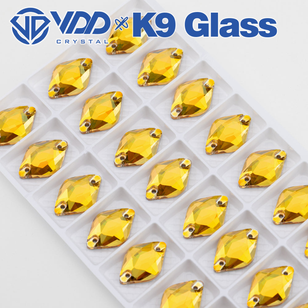 VDD S258 Sunshine Lemon Top Quality K9 Glass Sew on Rhinestones Crystal Flatback Sewing Stones for Clothes Decorations