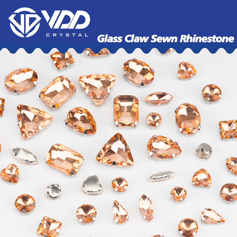 VDD Peach Multi Shape Mix Size Glass Sew on Rhinestones Crystal Flatback Stones For DIY Shoes Accessories