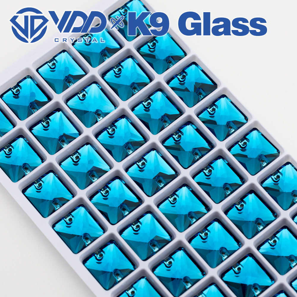 VDD S115 Indicolite Square Top Quality K9 Glass Sew on Rhinestones Crystal Flatback Sewing Stones for Clothes Decorations