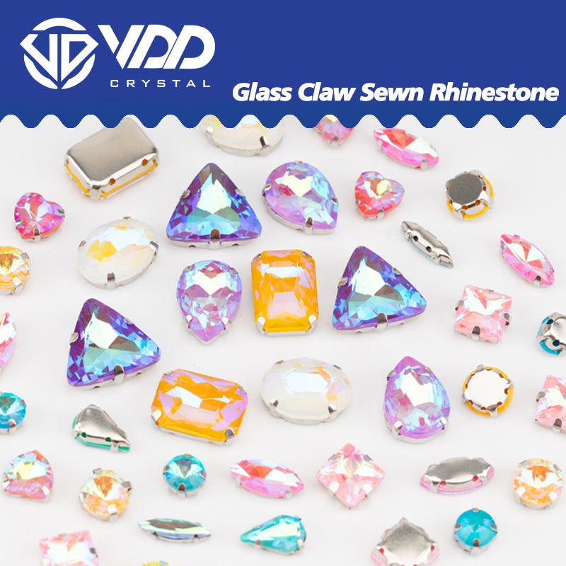 VDD Mocha Mix Color Multi Shape Mix Size Glass Sew on Rhinestones Crystal Flatback Stones For DIY Shoes Accessories
