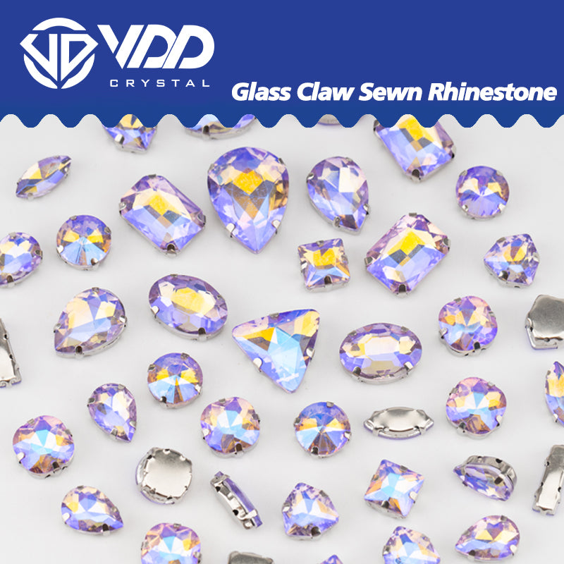 VDD Violet AB Multi Shape Mix Size Glass Sew on Rhinestones Crystal Flatback Stones For DIY Shoes Accessories