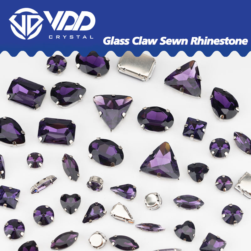 VDD Amethyst Multi Shape Mix Size Glass Sew on Rhinestones Crystal Flatback Stones For DIY Shoes Accessories