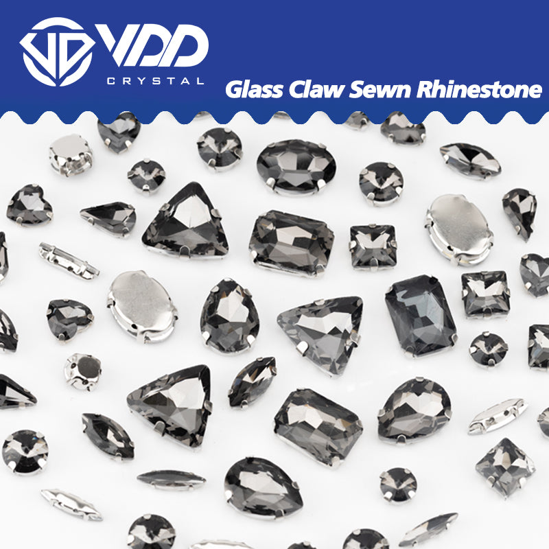 VDD Black Diamond Multi Shape Mix Size Glass Sew on Rhinestones Crystal Flatback Stones For DIY Shoes Accessories