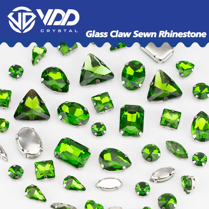 VDD Green Multi Shape Mix Size Glass Sew on Rhinestones Crystal Flatback Stones For DIY Shoes Accessories