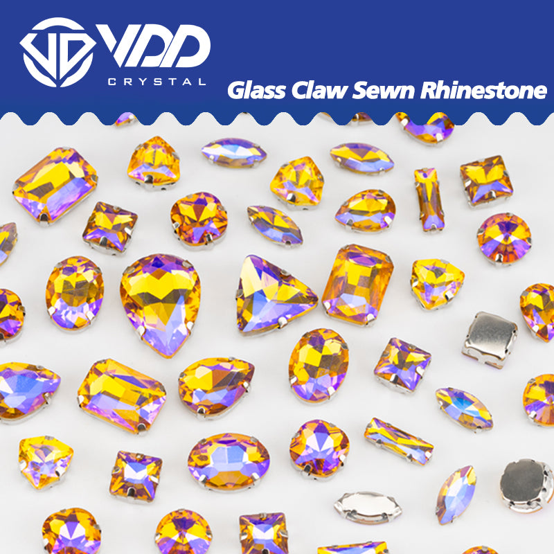 VDD Topaz AB Multi Shape Mix Size Glass Sew on Rhinestones Crystal Flatback Stones For DIY Shoes Accessories