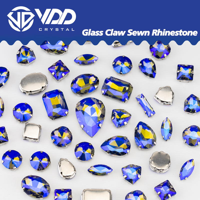 VDD Black Diamond AB Multi Shape Mix Size Glass Sew on Rhinestones Crystal Flatback Stones For DIY Shoes Accessories