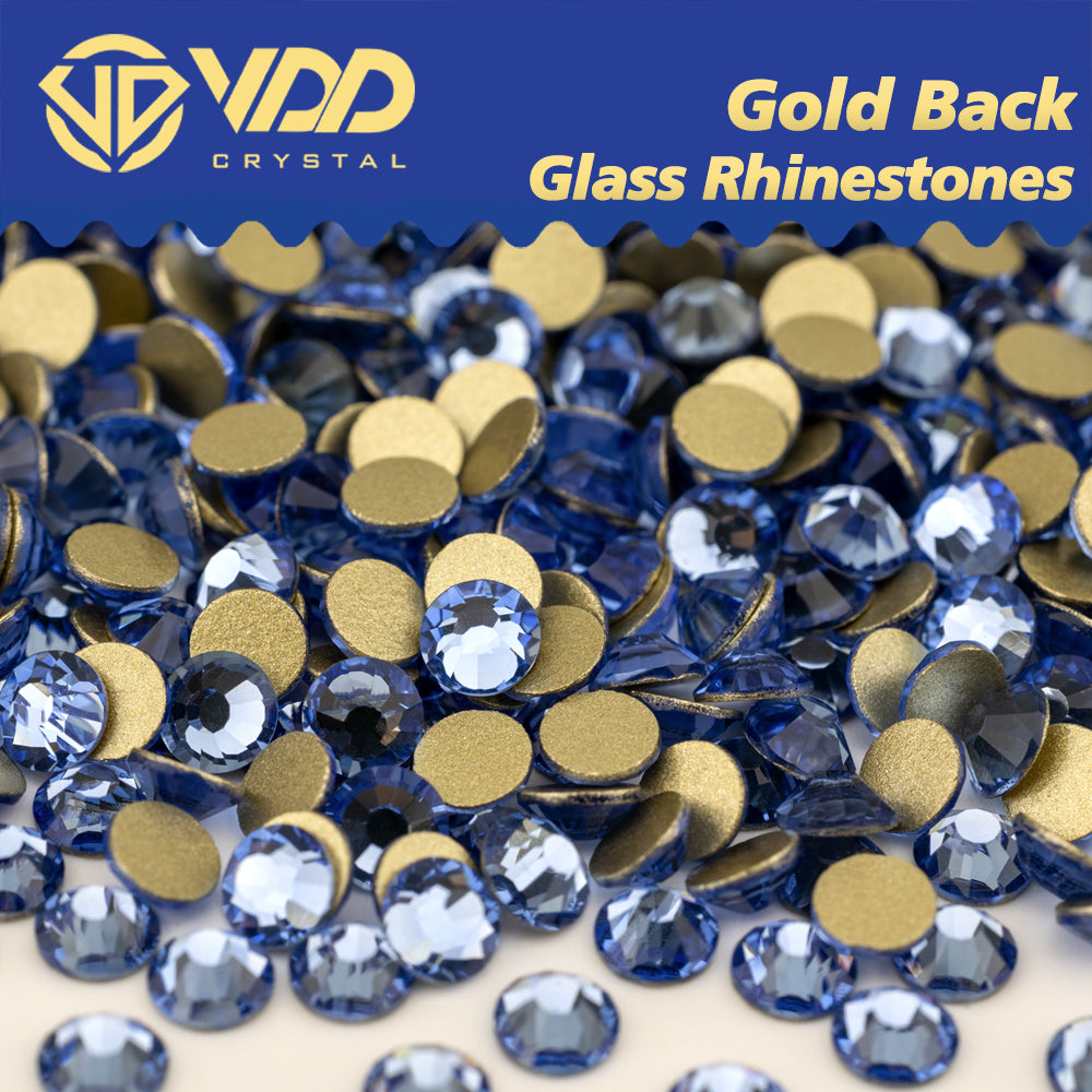 VDD 028 Lt.Sapphire High Quality Glass Rhinestones Crystal Gold Flatback Strass Stones For Nail Art Crafts DIY Decorations