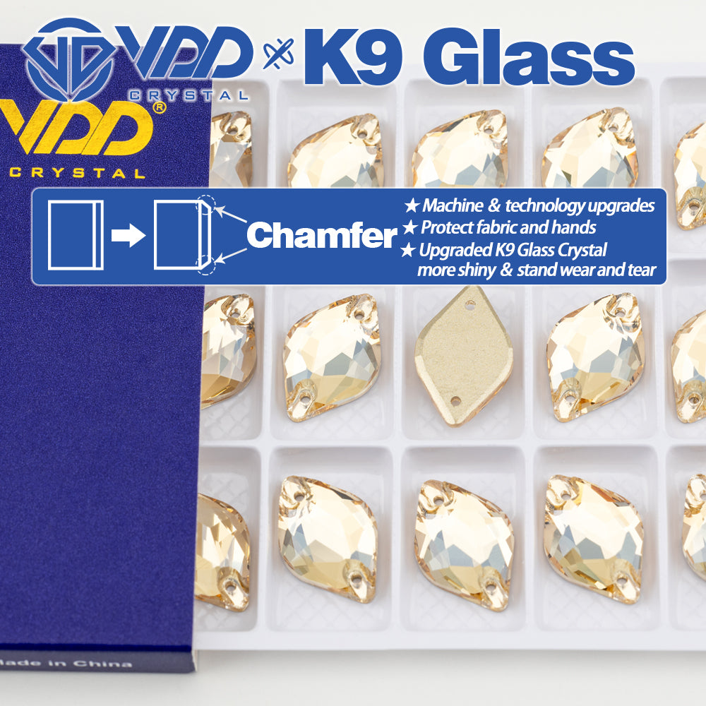 VDD S257 Golden Shadow Lemon Top Quality K9 Glass Sew on Rhinestones Crystal Flatback Sewing Stones for Clothes Decorations