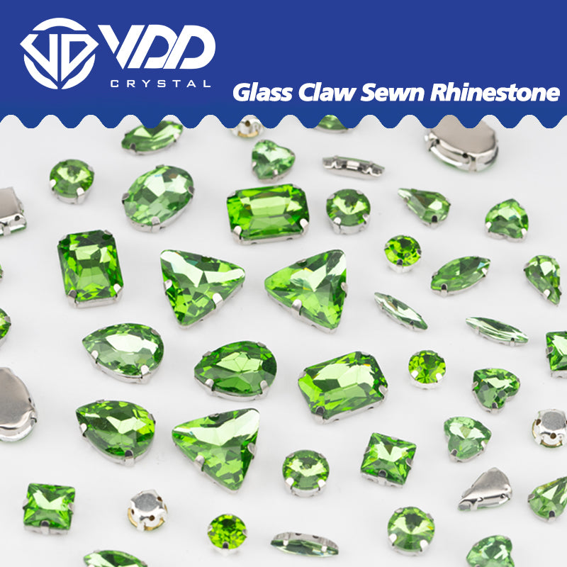 VDD Peridot Multi Shape Mix Size Glass Sew on Rhinestones Crystal Flatback Stones For DIY Shoes Accessories