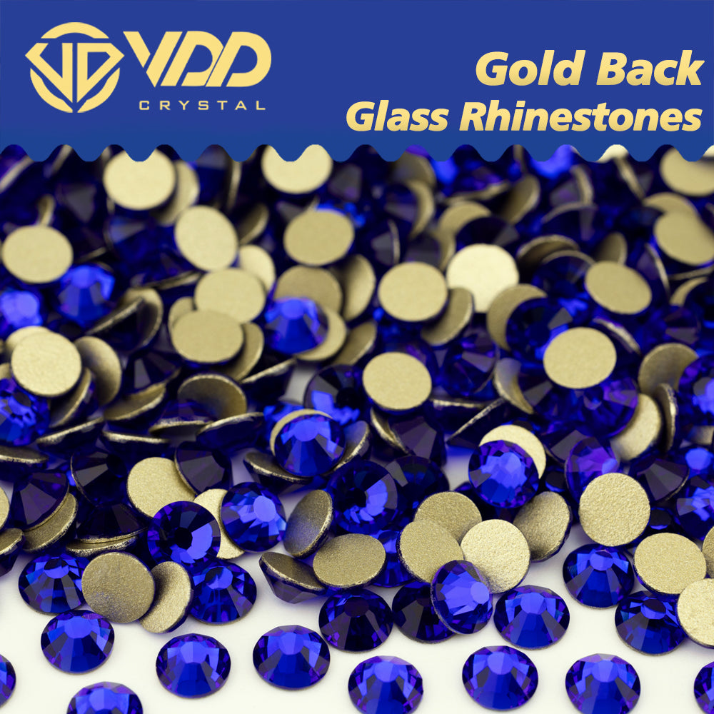 VDD 030 Sapphire High Quality Glass Rhinestones Crystal Gold Flatback Strass Stones For Nail Art Crafts DIY Decorations