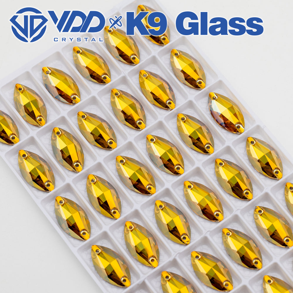 VDD S258 Sunshine Navette Top Quality K9 Glass Sew on Rhinestones Crystal Flatback Sewing Strass Stones for Garment Decorations
