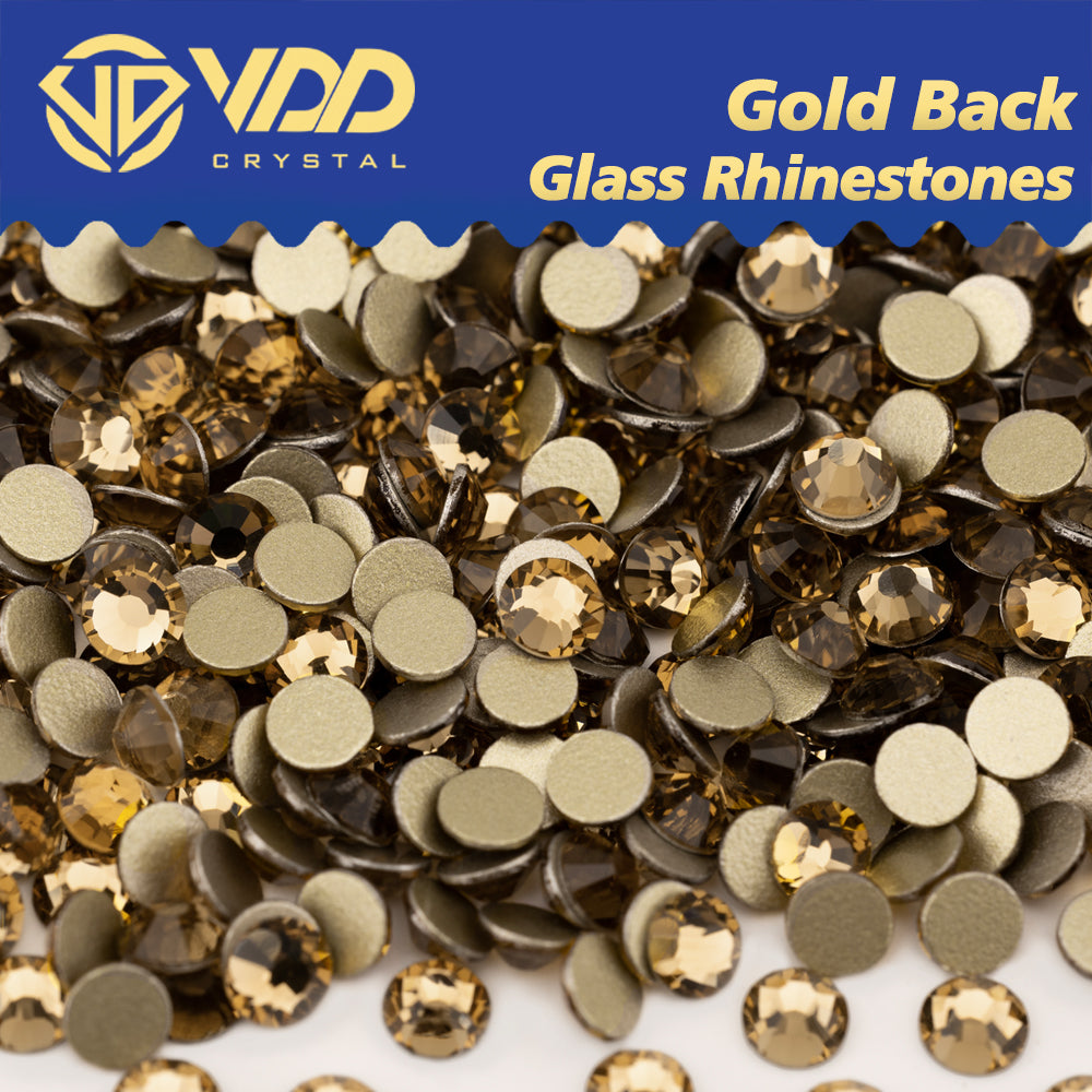 VDD 007 Lt.Co. Topaz High Quality Glass Rhinestones Crystal Gold Flatback Strass Stones For Nail Art Crafts DIY Decorations