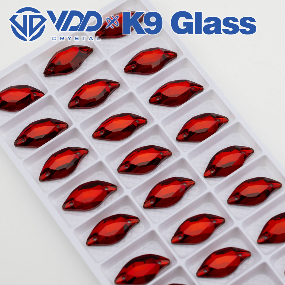 VDD S110 Garnet Leaf Top Quality K9 Glass Sew on Rhinestones Crystal Flatback Sewing Stones for Clothes Decorations