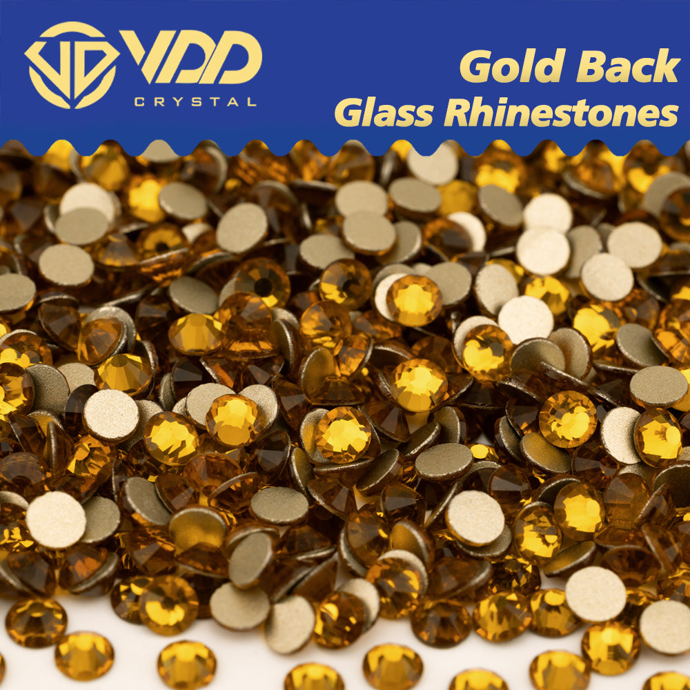 VDD 006 Topaz SS4-SS20 High Quality Glass Rhinestones Crystal Gold Flatback Strass Stones For Nail Art Crafts DIY Decorations