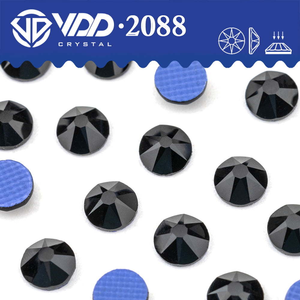 VDD 002 Jet SS16-SS30 High Quality Hot-Fix Glass 2088 Rhinestones Crystal Flatback 8 Big 8 Small DIY Clothes Decoration