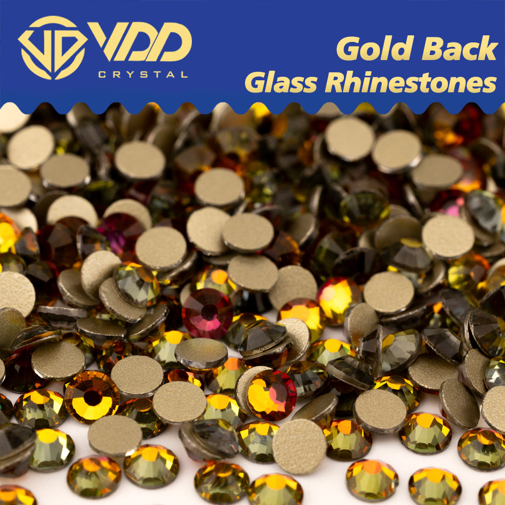 VDD 062 Volcano High Quality Glass Rhinestones Crystal Gold Flatback Strass Stones For Nail Art Crafts DIY Decorations