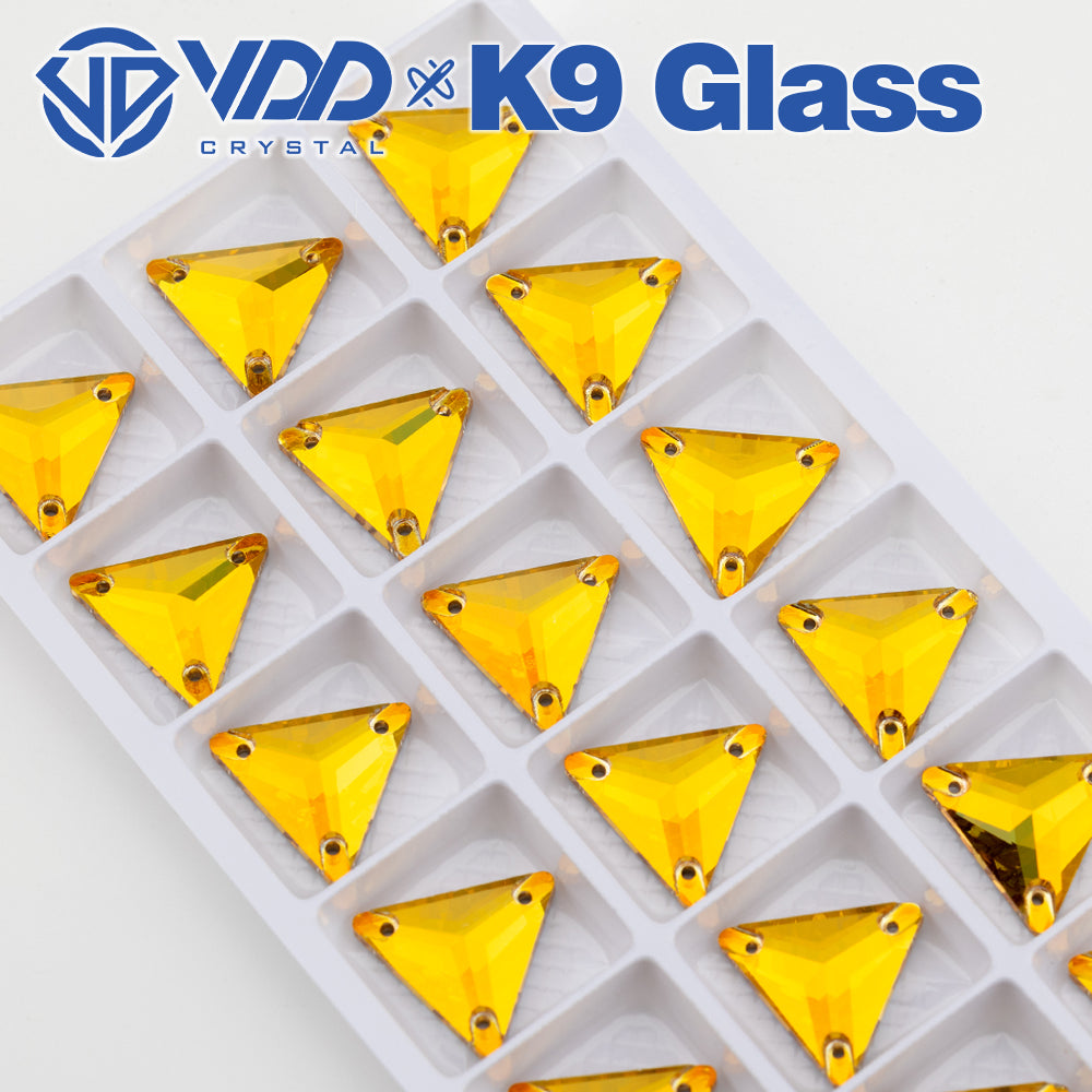VDD S258 Sunshine Triangle Top Quality K9 Glass Sew on Rhinestones Crystal Flatback Sewing Stones for Clothes Decorations