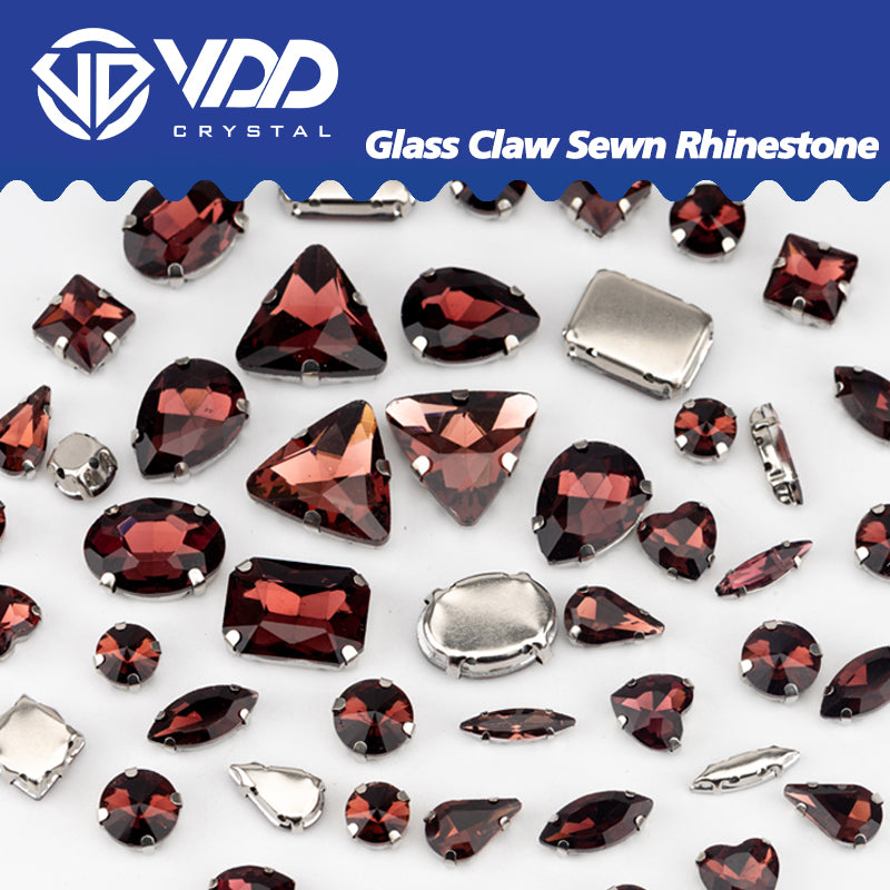 VDD Wine Red Multi Shape Mix Size Glass Sew on Rhinestones Crystal Flatback Stones For DIY Shoes Accessories