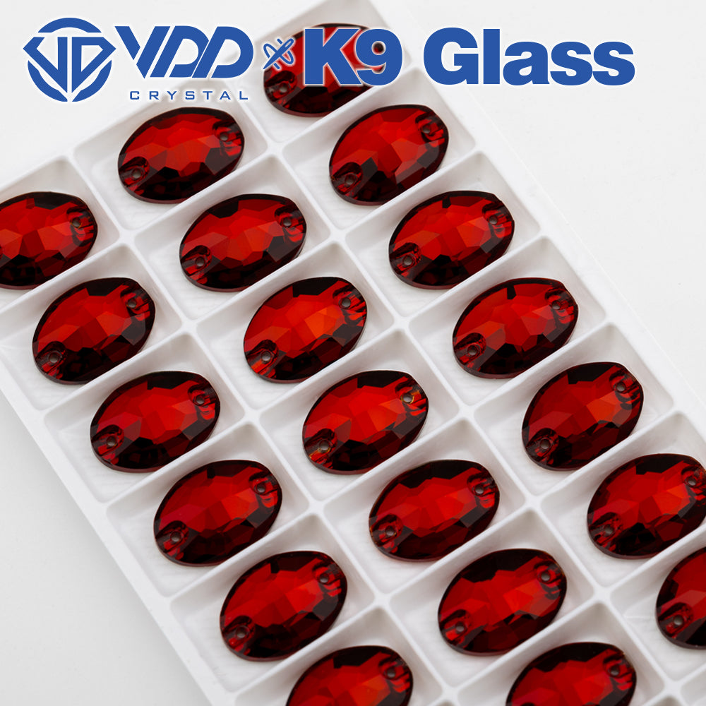 VDD S110 Garnet Oval Top Quality K9 Glass Sew on Rhinestones Crystal Flatback Sewing Stones for Clothes Decorations