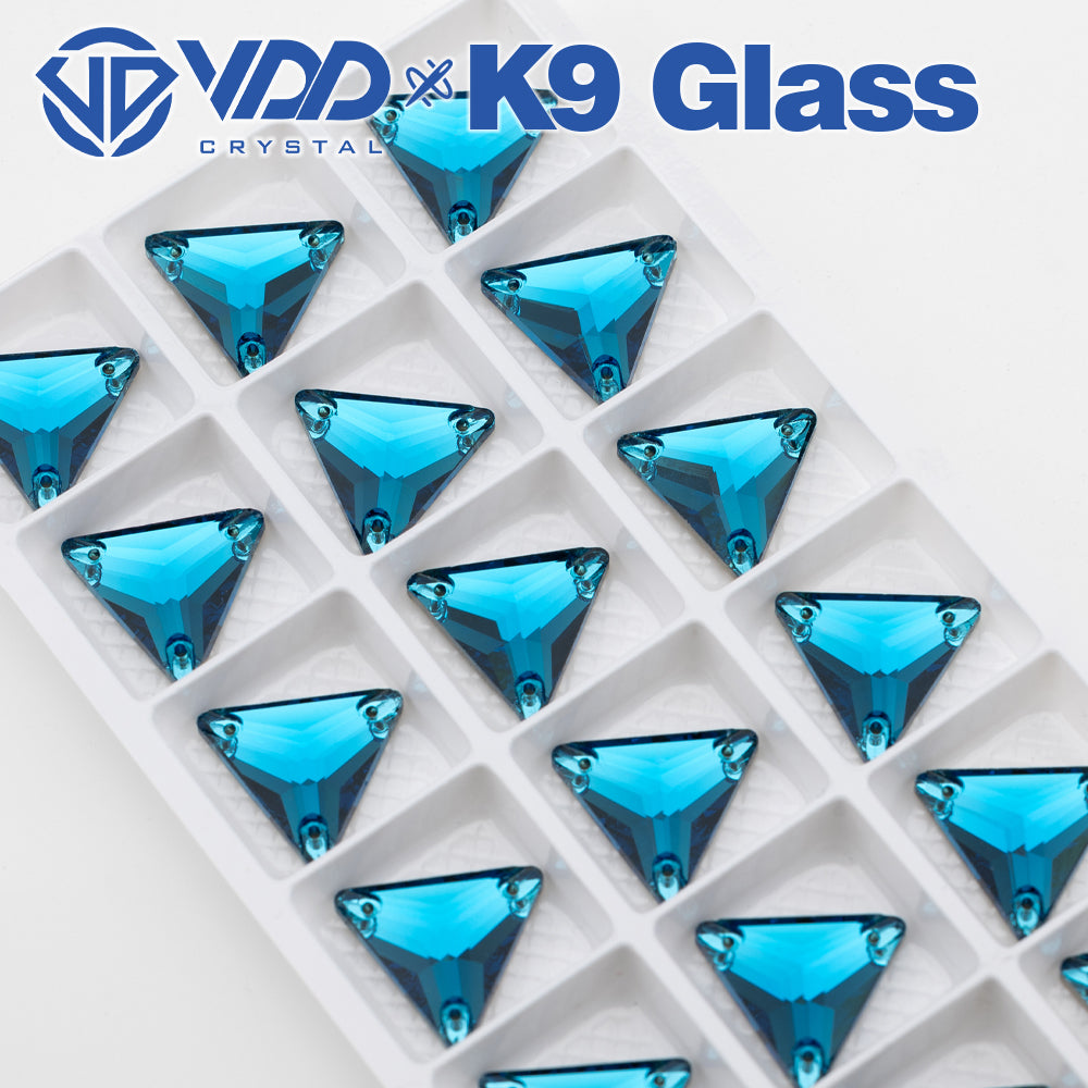 VDD S115 Indicolite Triangle Top Quality K9 Glass Sew on Rhinestones Crystal Flatback Sewing Stones for Clothes Decorations