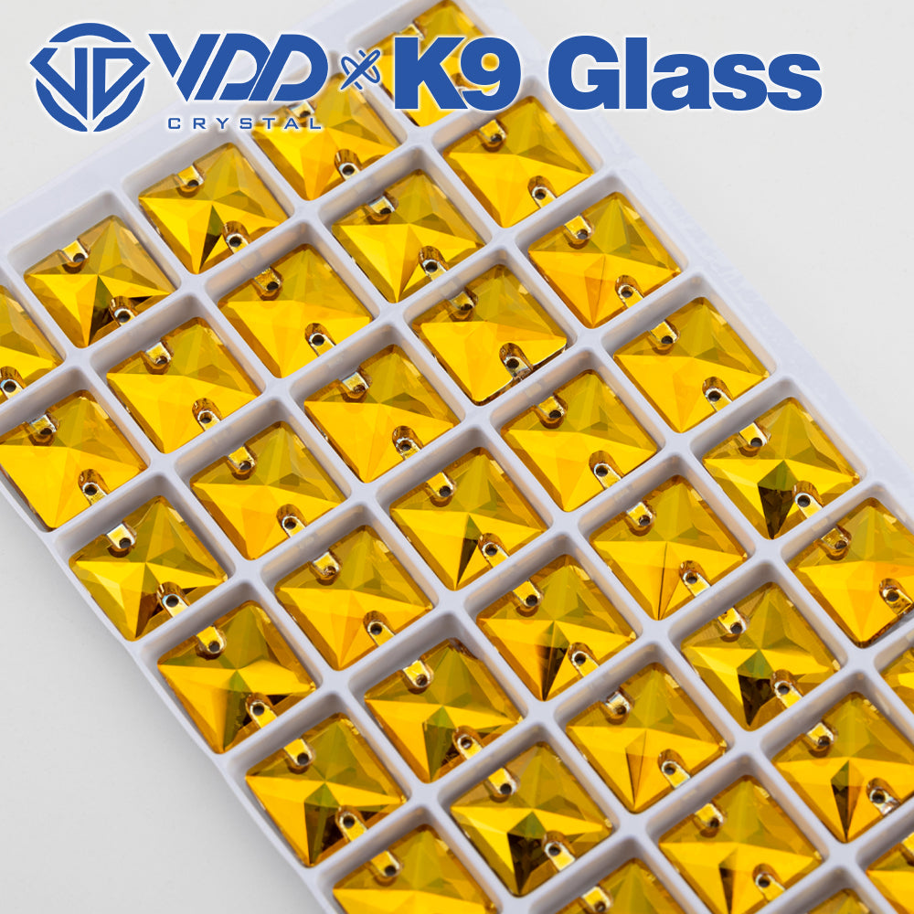 VDD S258 Sunshine Square Top Quality K9 Glass Sew on Rhinestones Crystal Flatback Sewing Stones for Clothes Decorations