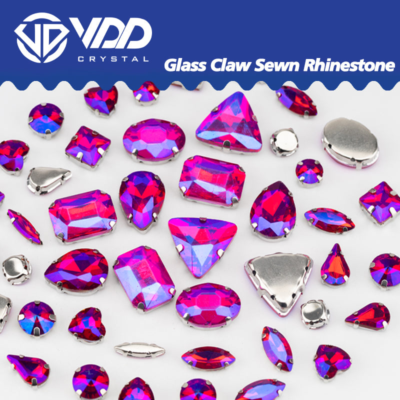 VDD Rose AB Multi Shape Mix Size Glass Sew on Rhinestones Crystal Flatback Stones For DIY Shoes Accessories