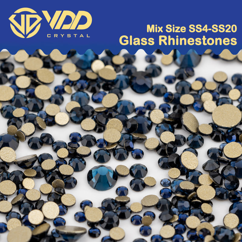 VDD 031 Montana Mix Size SS4-SS20 Clear Crystal Rhinestones Non-hotfix Gold Flatback Glitter Stones Nail Art Crafts DIY Decorations