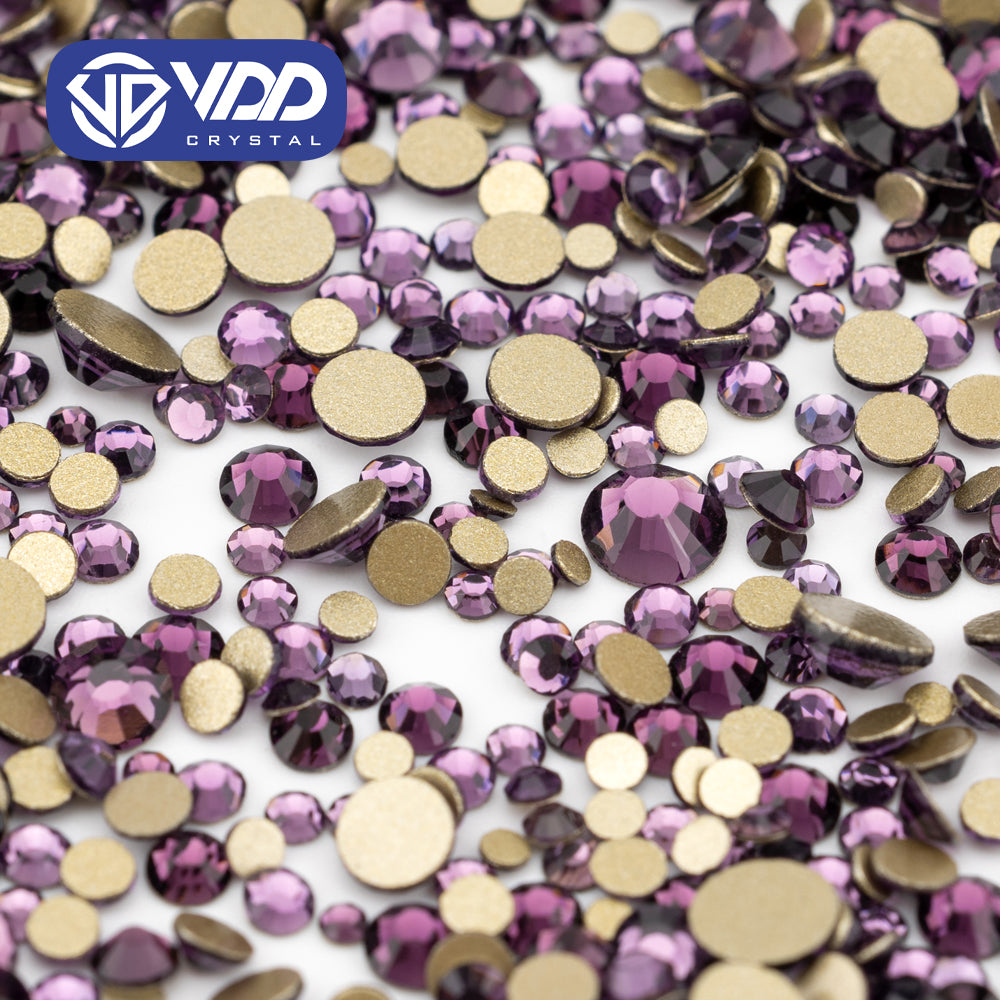 VDD 035 Tanzanite Mix Size SS4-SS20 Clear Crystal Rhinestones Non-hotfix Gold Flatback Glitter Stones Nail Art Crafts DIY Decorations