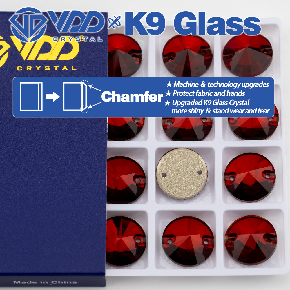 VDD Rivoli S110 Garnet Top Quality K9 Glass Sew on Rhinestones Crystal Flatback Sewing Strass Stones for Garment Wedding Dress