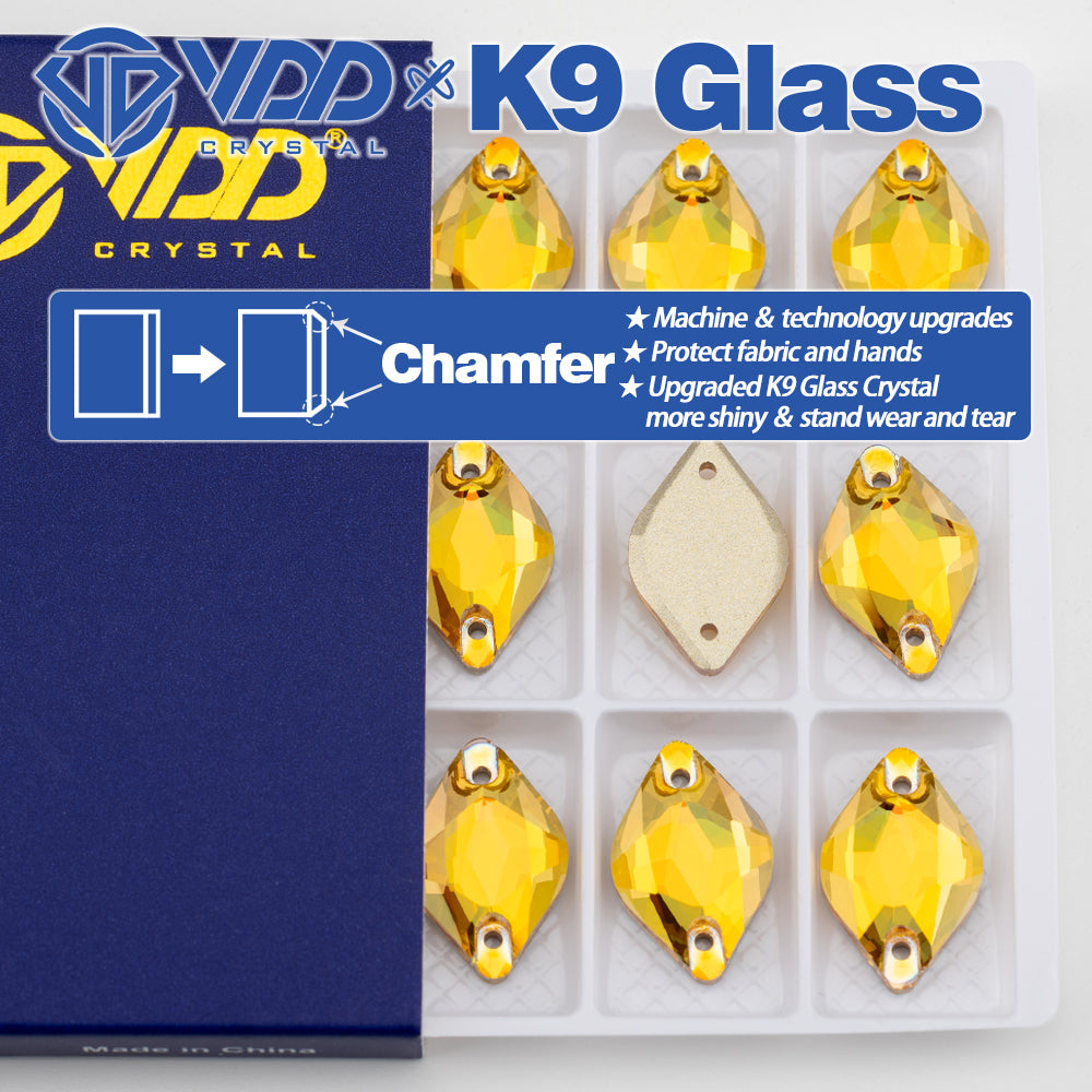 VDD S258 Sunshine Lemon Top Quality K9 Glass Sew on Rhinestones Crystal Flatback Sewing Stones for Clothes Decorations