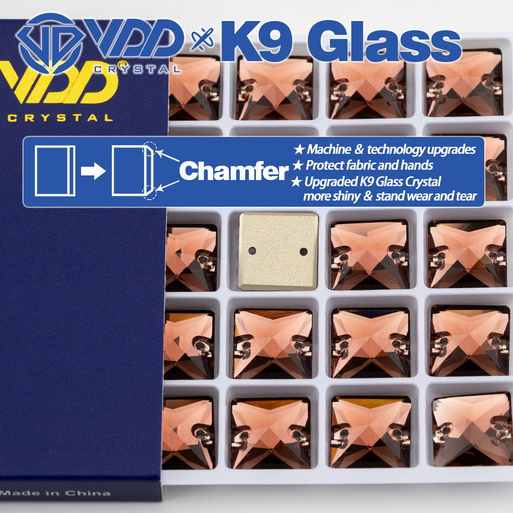 VDD S111 Wine Square Top Quality K9 Glass Sew on Rhinestones Crystal Flatback Sewing Stones for Clothes Decorations