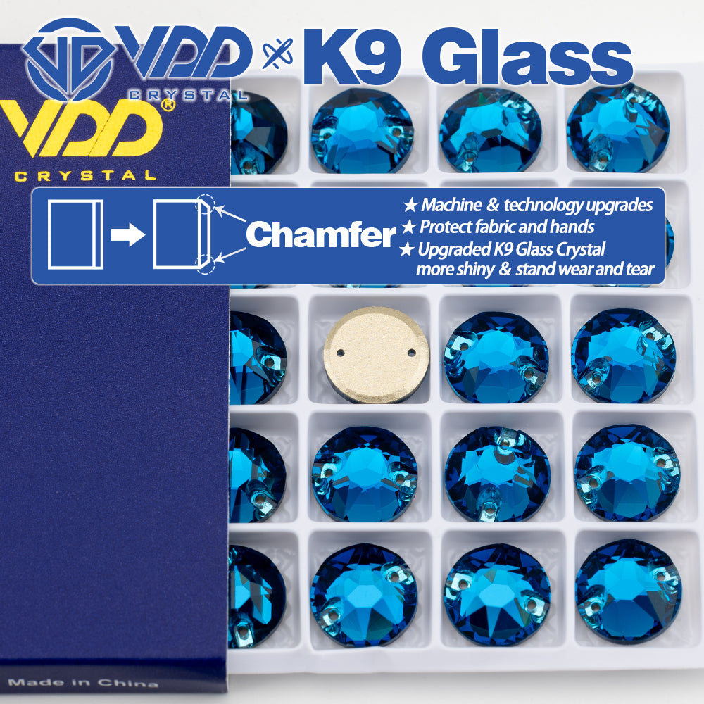 VDD S115 Indicolite 8 Big 8 Small Top Quality K9 Glass Sew on Rhinestones Crystal Flatback Sewing Stones for Clothes Decorations