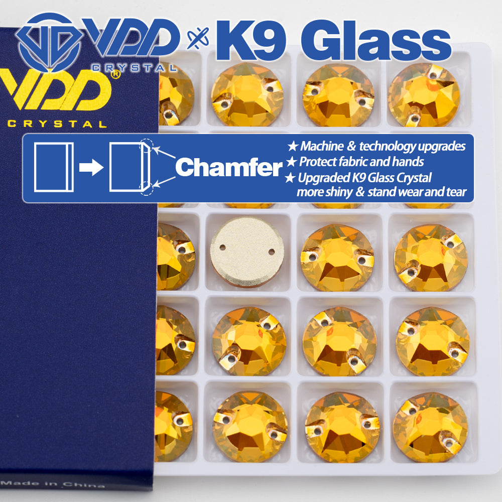 VDD S258 Sunshine 8 Big 8 Small Top Quality K9 Glass Sew on Rhinestones Crystal Flatback Sewing Stones for Clothes Decorations