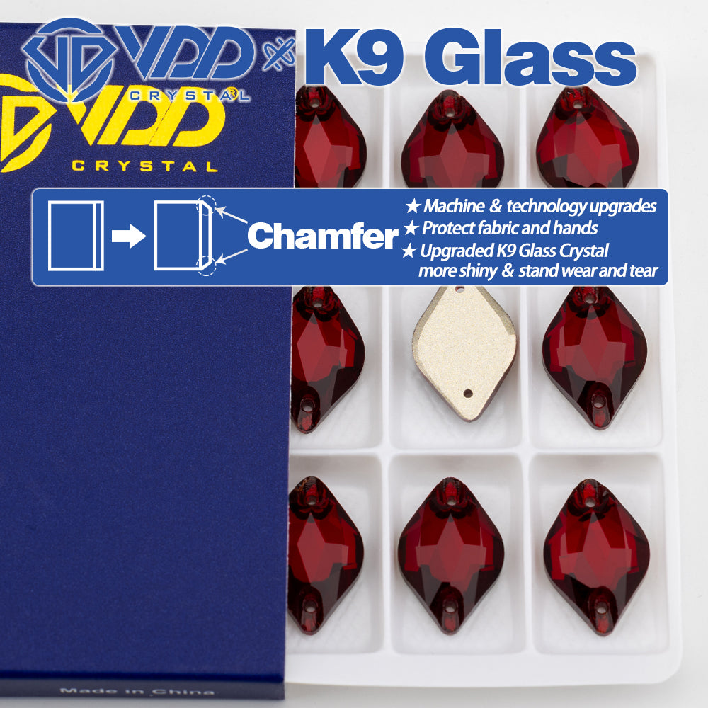 VDD S110 Garnet Lemon Top Quality K9 Glass Sew on Rhinestones Crystal Flatback Sewing Stones for Clothes Decorations