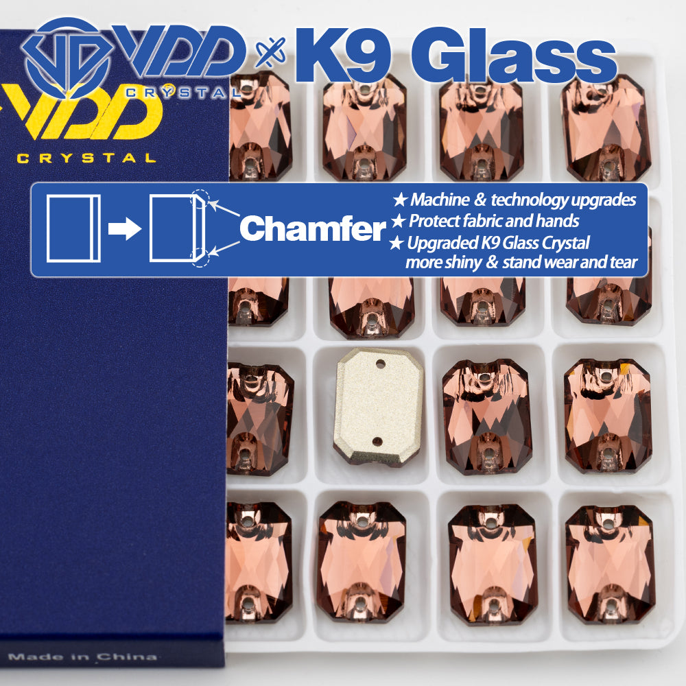 VDD S111 Wine Emerald Cut Top Quality K9 Glass Sew on Rhinestones Crystal Flatback Sewing Stones for Clothes Decorations