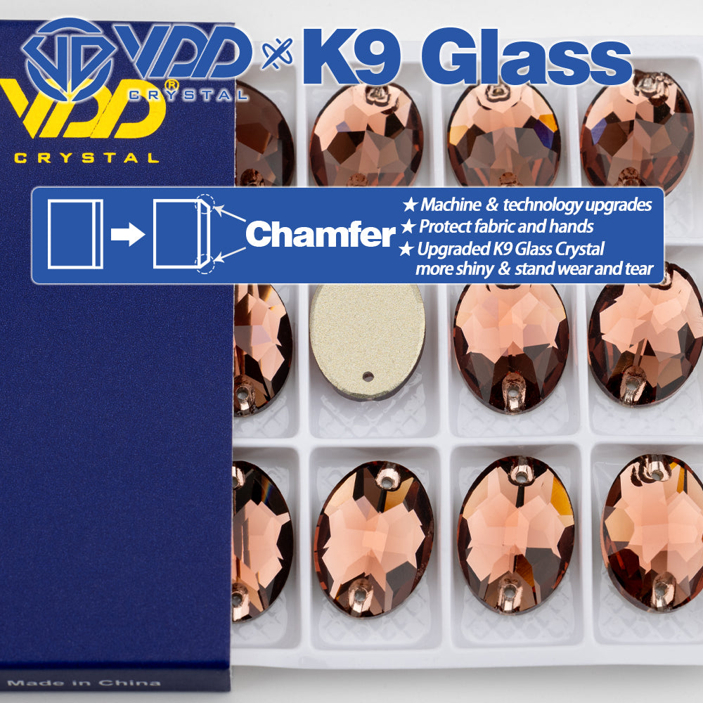 VDD S111 Wine Oval Top Quality K9 Glass Sew on Rhinestones Crystal Flatback Sewing Stones for Clothes Decorations
