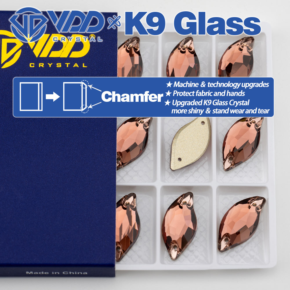 VDD S111 Wine Leaf Top Quality K9 Glass Sew on Rhinestones Crystal Flatback Sewing Stones for Clothes Decorations