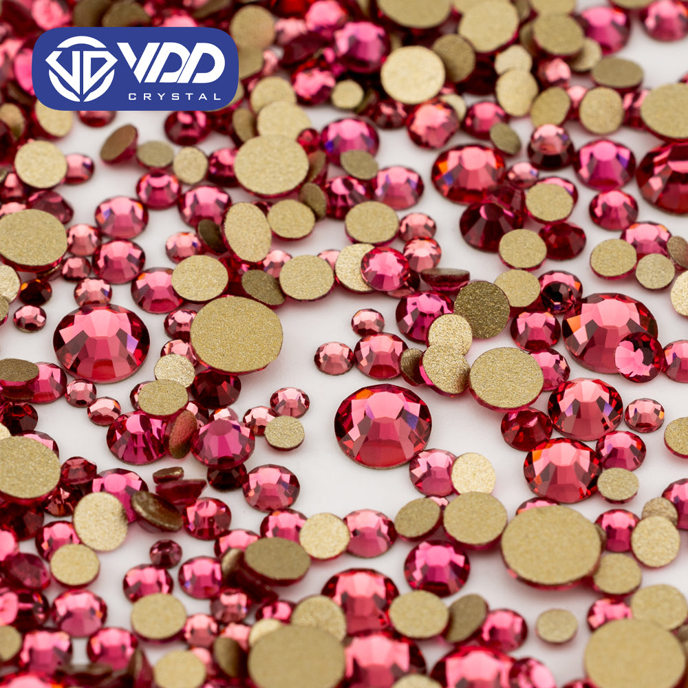 VDD 041 Rose Mix Size SS4-SS20 Clear Crystal Rhinestones Non-hotfix Gold Flatback Glitter Stones Nail Art Crafts DIY Decorations
