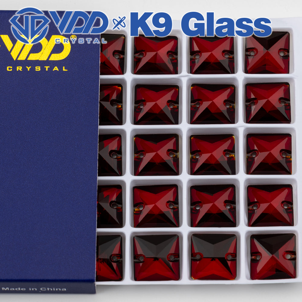 VDD S110 Garnet Square Top Quality K9 Glass Sew on Rhinestones Crystal Flatback Sewing Stones for Clothes Decorations