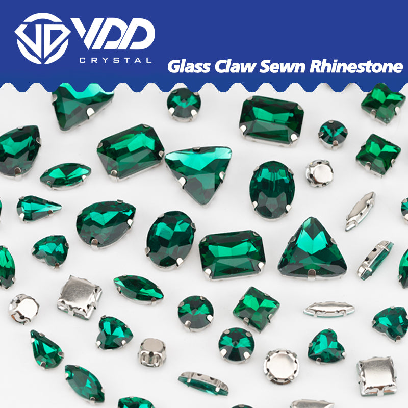 VDD Pore Green Multi Shape Mix Size Glass Sew on Rhinestones Crystal Flatback Stones For DIY Shoes Accessories