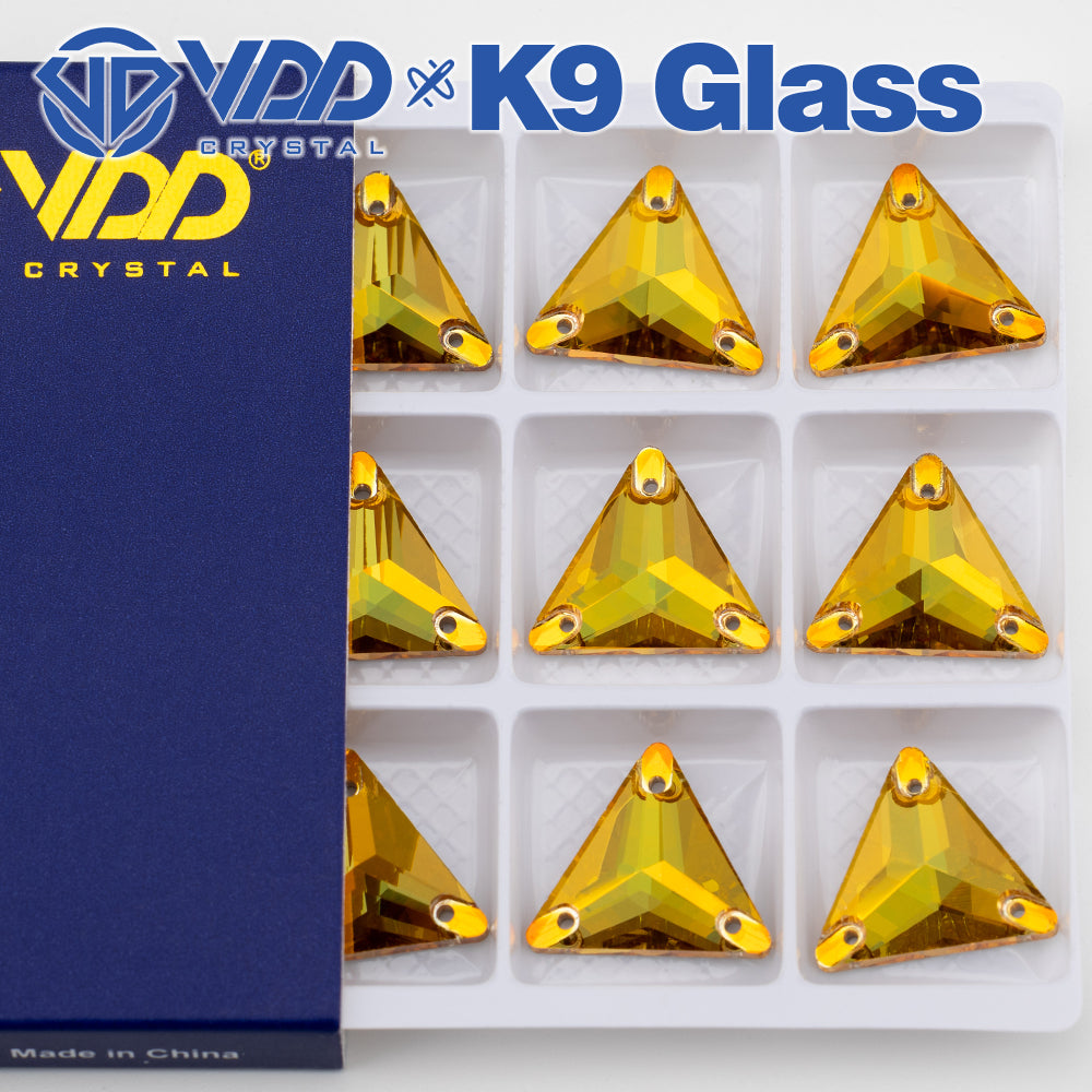 VDD S258 Sunshine Triangle Top Quality K9 Glass Sew on Rhinestones Crystal Flatback Sewing Stones for Clothes Decorations