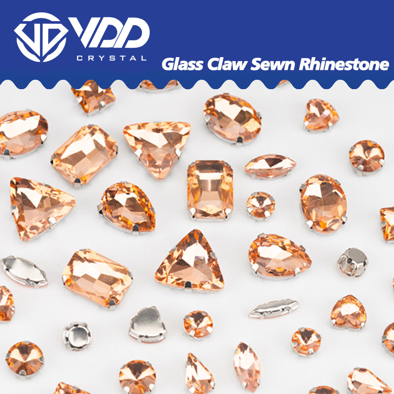 VDD Peach Multi Shape Mix Size Glass Sew on Rhinestones Crystal Flatback Stones For DIY Shoes Accessories