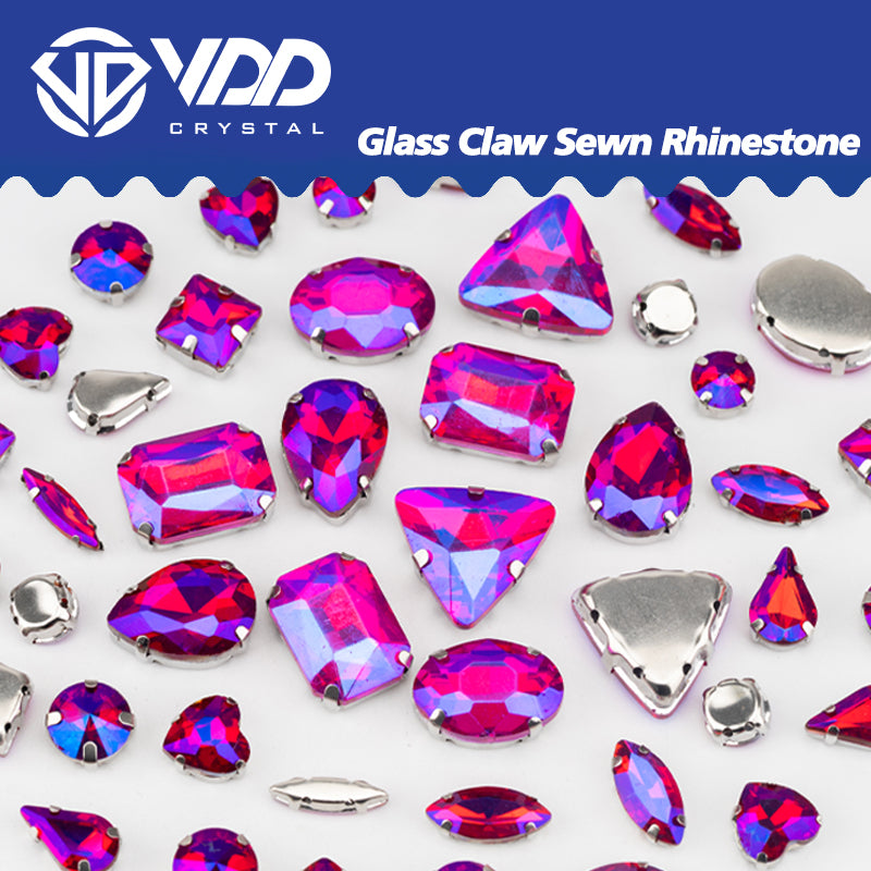 VDD Rose AB Multi Shape Mix Size Glass Sew on Rhinestones Crystal Flatback Stones For DIY Shoes Accessories