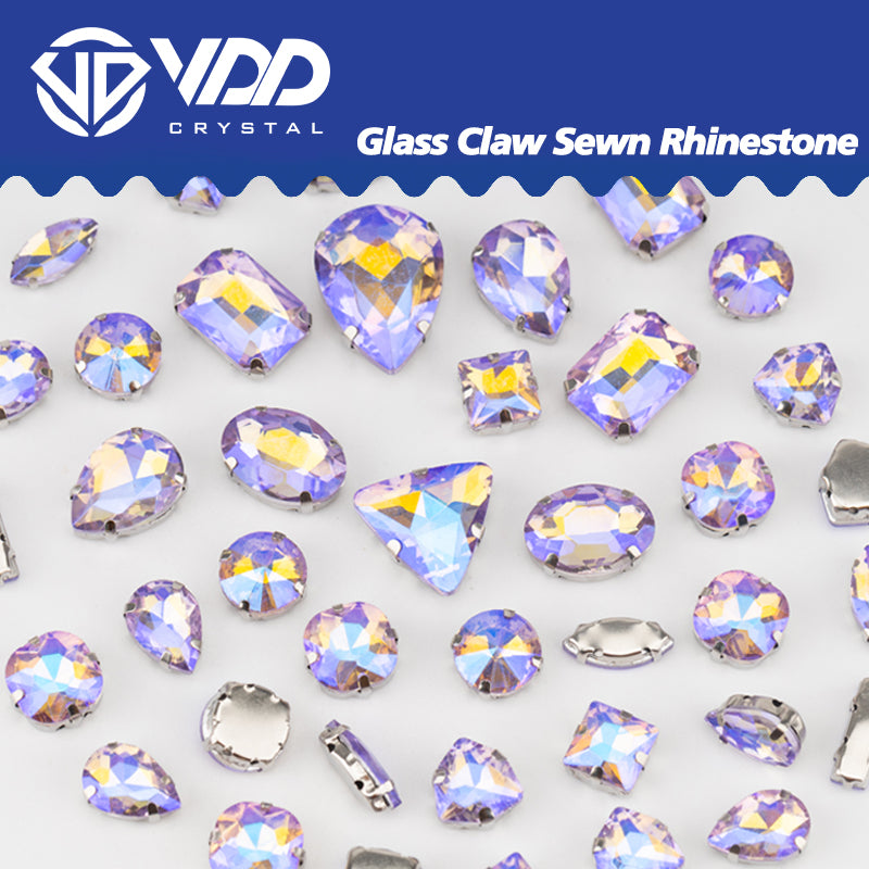 VDD Violet AB Multi Shape Mix Size Glass Sew on Rhinestones Crystal Flatback Stones For DIY Shoes Accessories