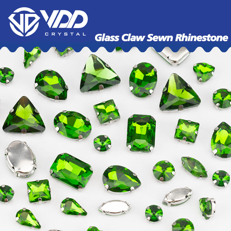 VDD Green Multi Shape Mix Size Glass Sew on Rhinestones Crystal Flatback Stones For DIY Shoes Accessories
