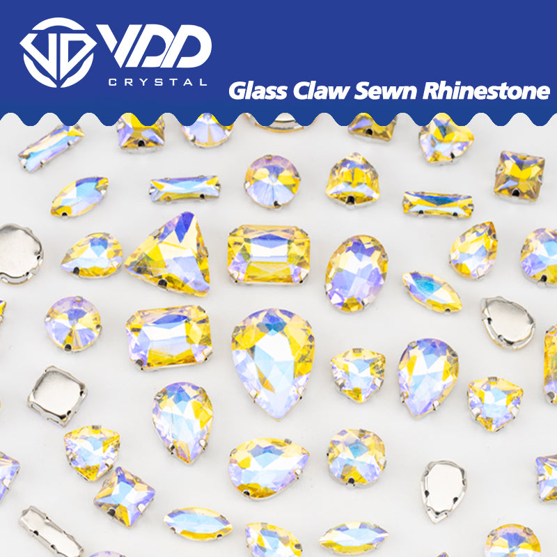 VDD Jonquil AB Multi Shape Mix Size Glass Sew on Rhinestones Crystal Flatback Stones For DIY Shoes Accessories