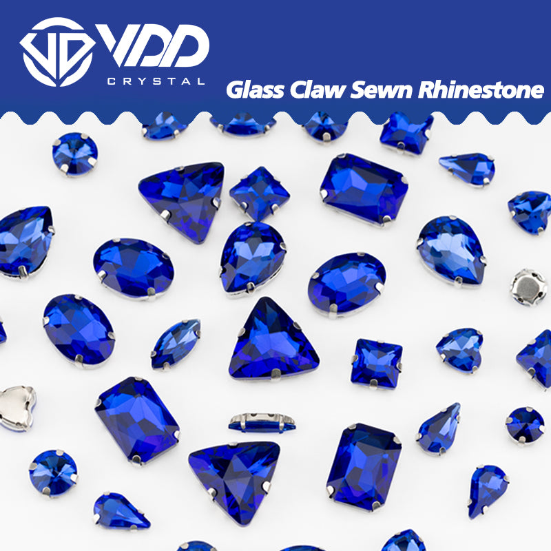 VDD Sapphire Multi Shape Mix Size Glass Sew on Rhinestones Crystal Flatback Stones For DIY Shoes Accessories