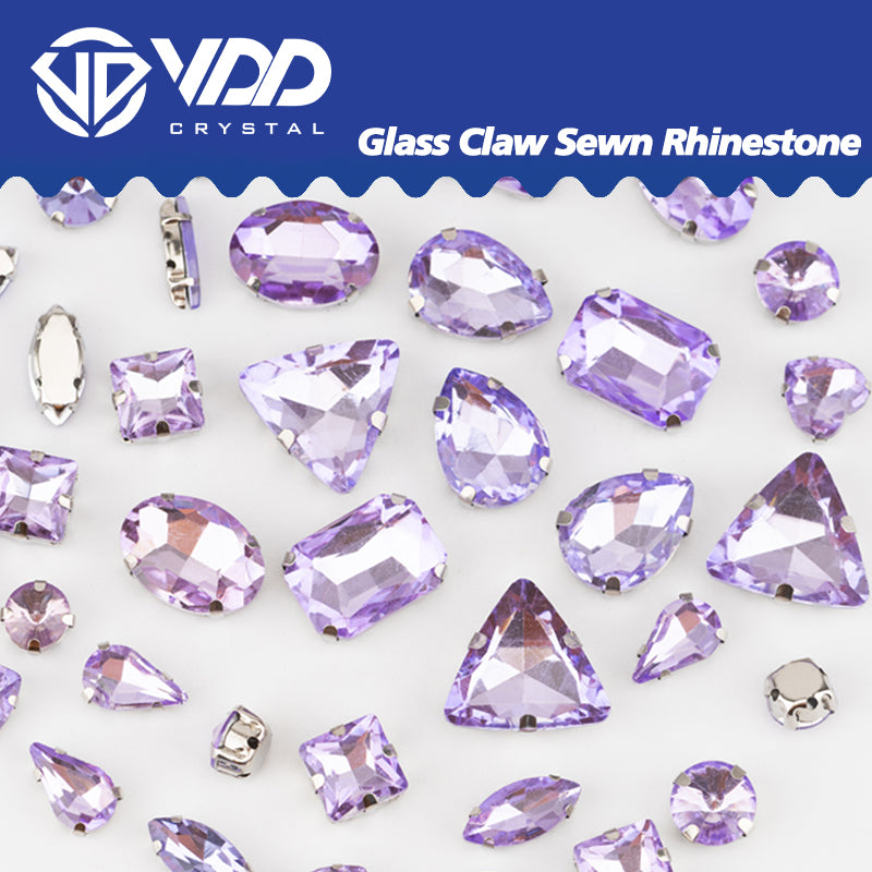 VDD Violet Multi Shape Mix Size Glass Sew on Rhinestones Crystal Flatback Stones For DIY Shoes Accessories
